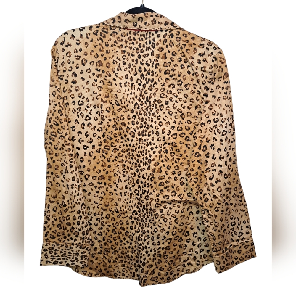 Lauren Ralph Lauren Large Shirt Leopard Print Embroider Logo Button Front LRL - Picture 2 of 7